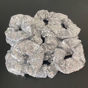 Glamorous Silver Sequin Hair Scrunchie